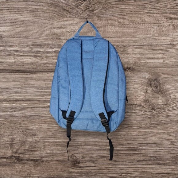 Blue Unisex Backpack With Adjustable Straps & Front Zipper Pocket Lightweight & - Picture 2 of 2